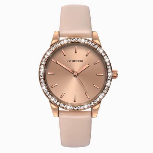 RG Case & PU Strap With Rose Dial Ladies Watch