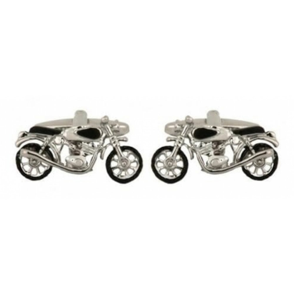 Rhodium Plated Motorbike Cufflinks