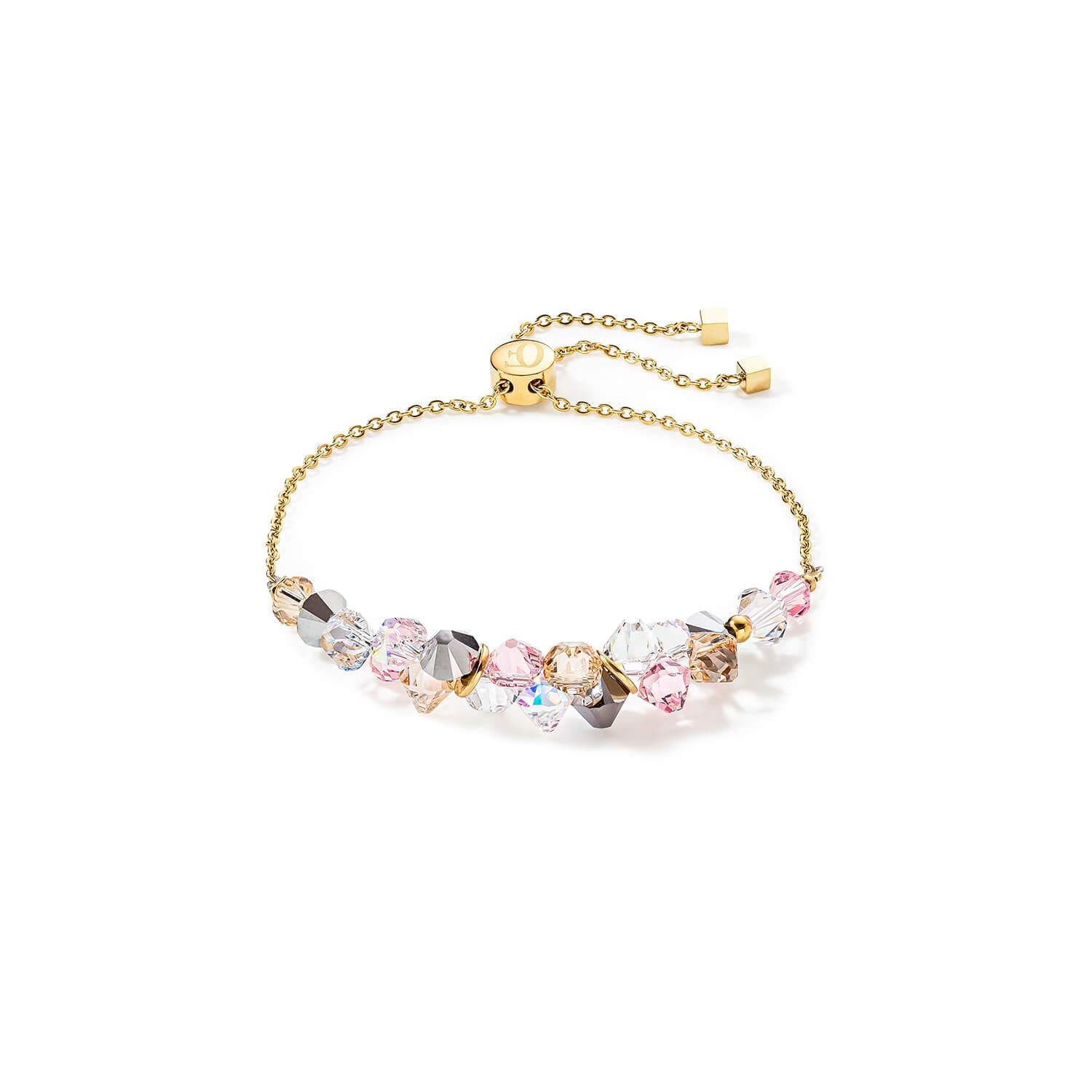 Light Rose Dancing Crystals Gold Bracelet