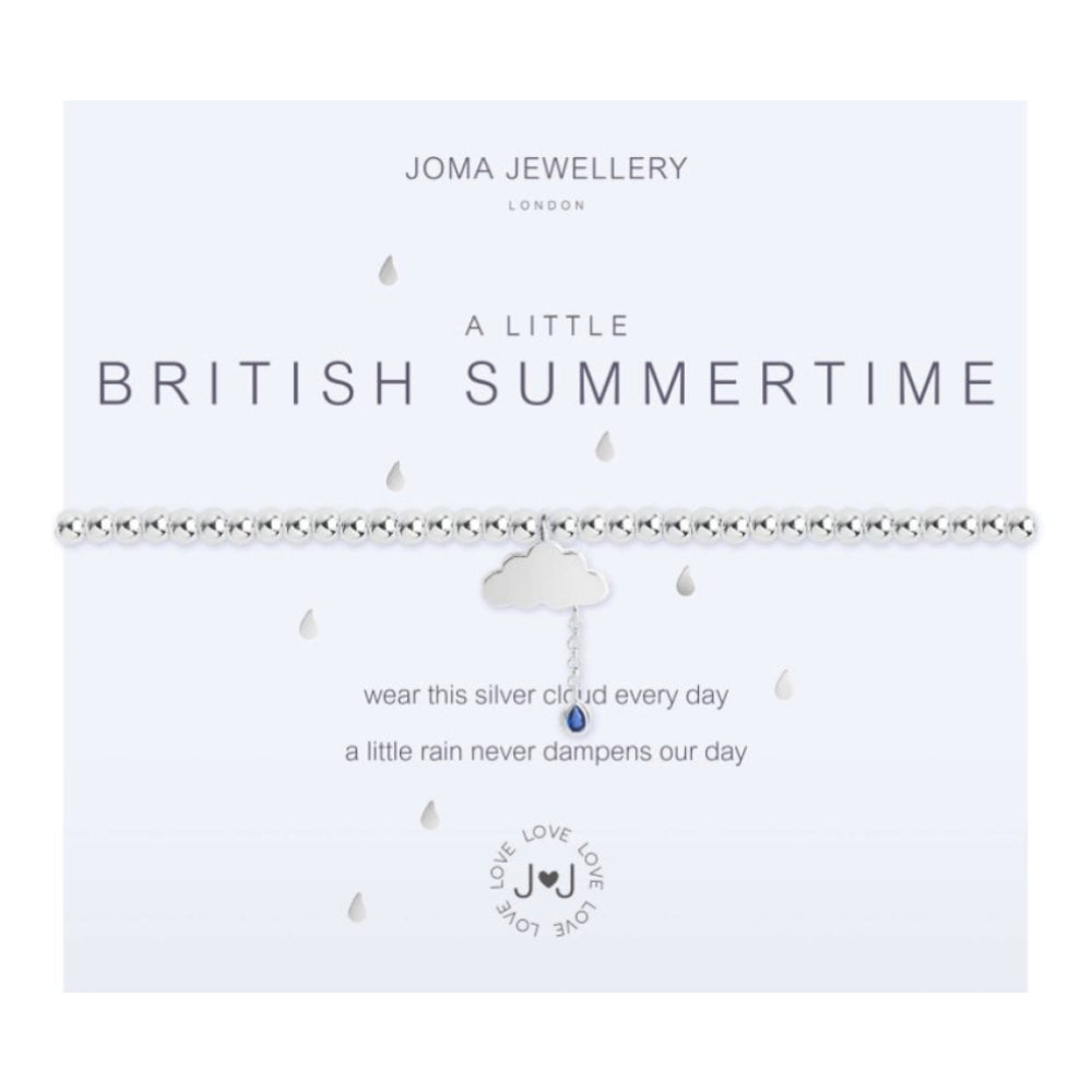 A Little -British Summer Time- Silver & CZ Charm - Silver Bracelet - 17.5cm Stretch