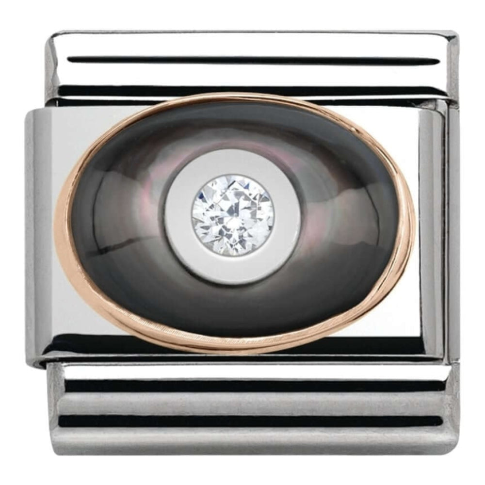 Classic Rose Gold Set Black Stone CZ Link