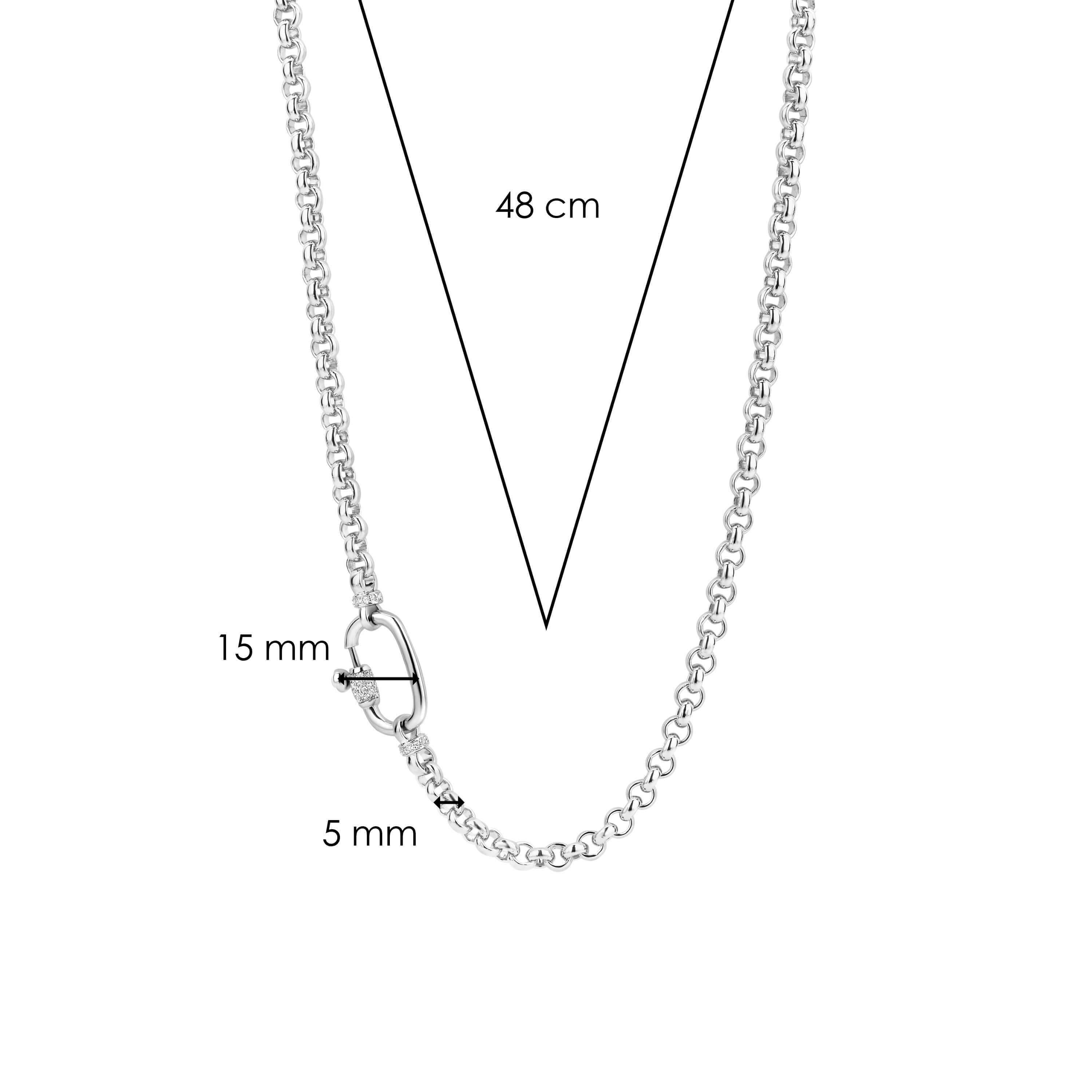 CZ & MOP Stones With Silver Links Chain Necklace