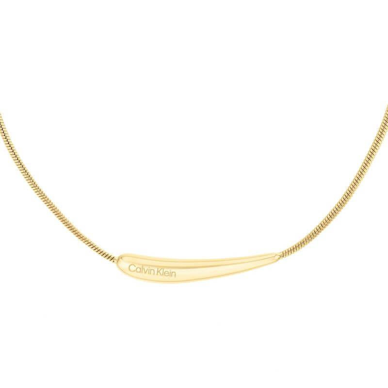 Gold Plated Curved Shape Pendant Necklace