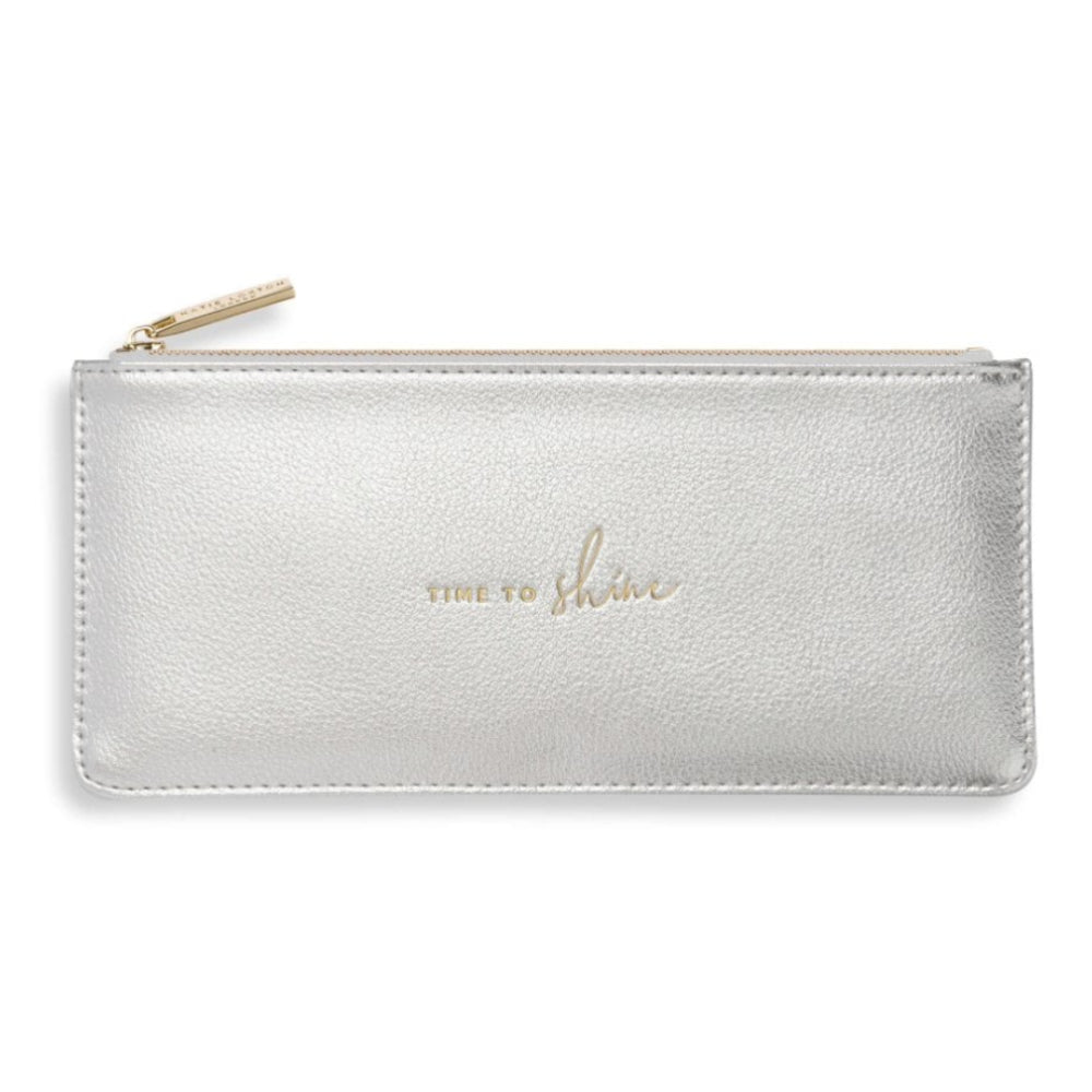 SECRET MESSAGE PURSE - TIME TO SHINE - Warm Grey with Metallic Silver - Outside purse:12x23cm - Inside purse: 10x22.5cm