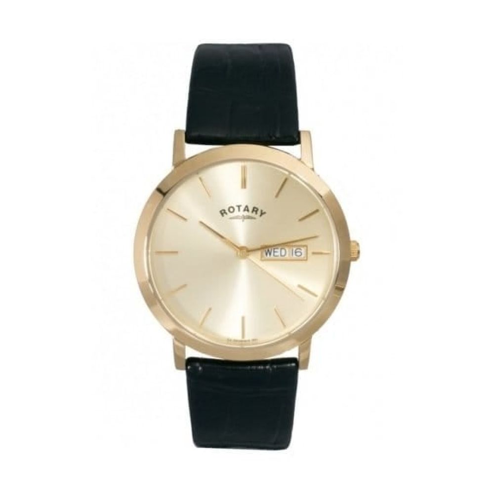 Black Croco Leather Wrist Watch With Date Display