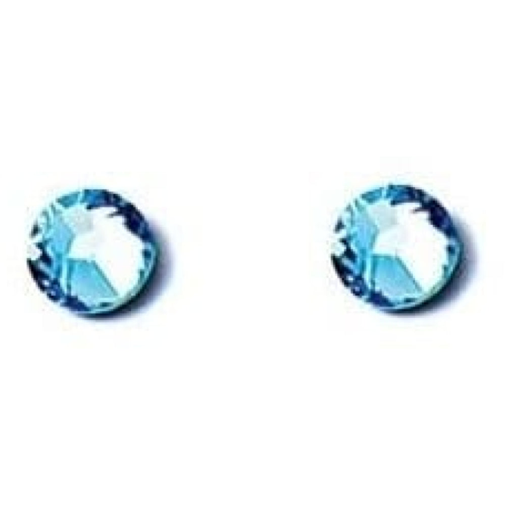 Ladies Circular Pale Blue Studded Swarovski Element Earrings