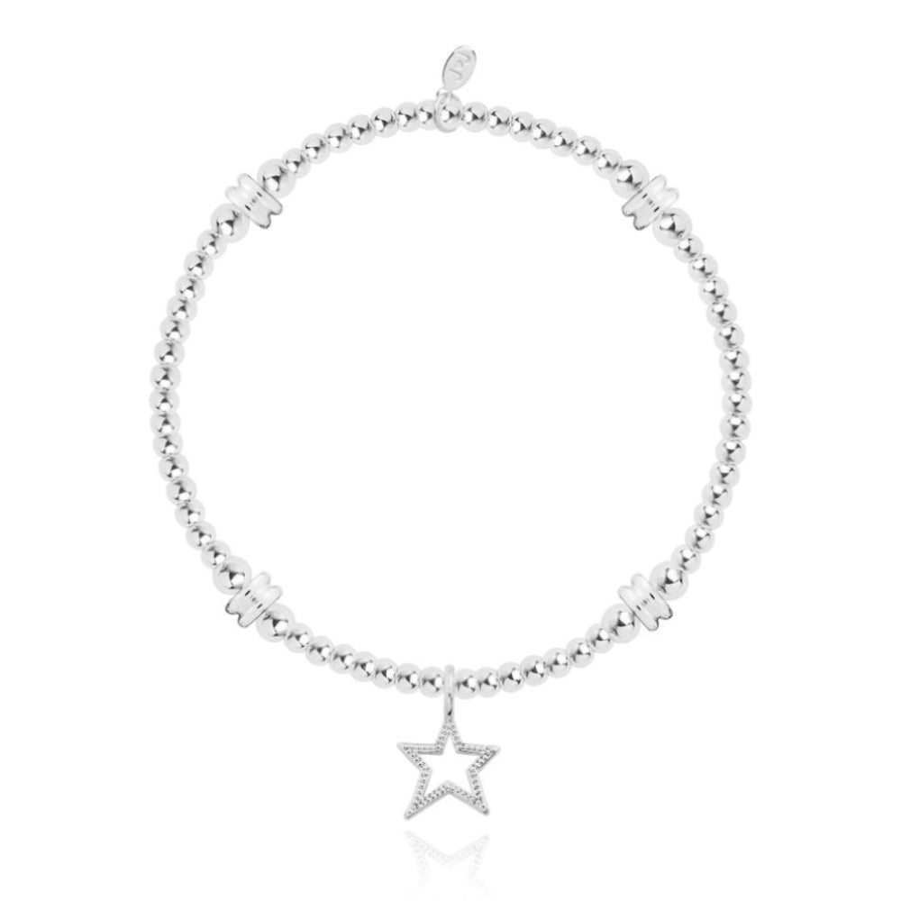 Amulet | Silver Star Disc Bead Bracelet | 17.5cm Stretch