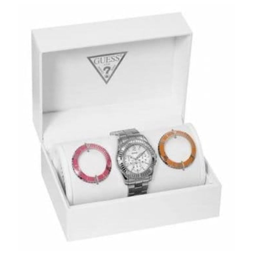 Spin Off Ladies Polished Stainless Steel Bracelet Watch Box Set
