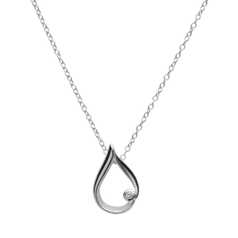 Sterling Silver 925 Drop Pendant with CZ Stone