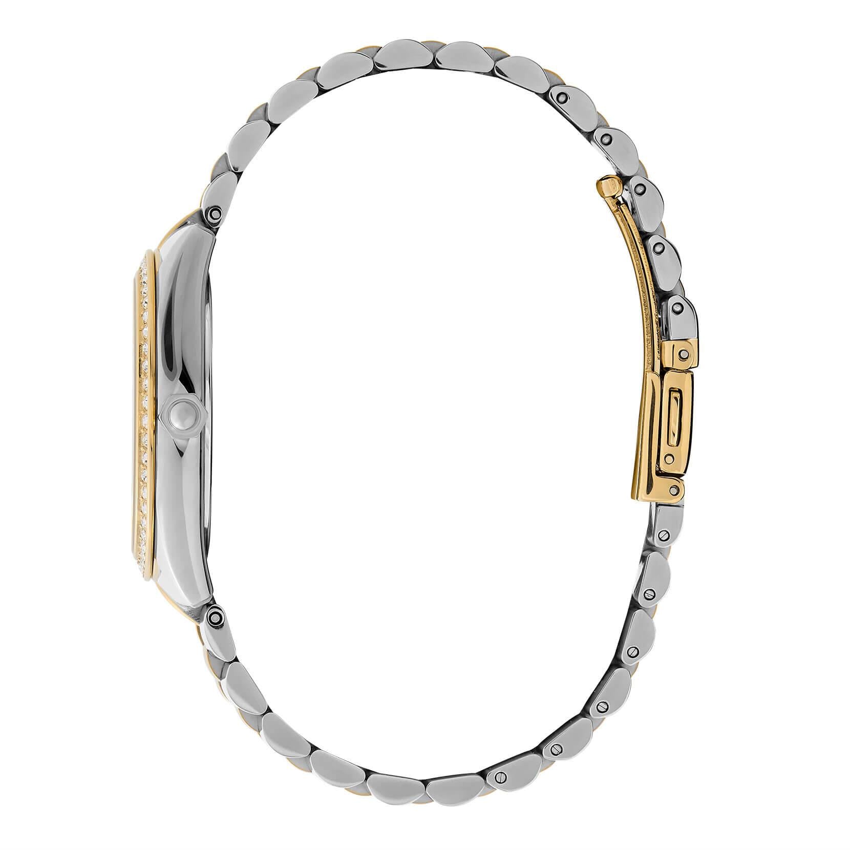 Bejewelled Forest Green Dial & Two Tone Bracelet Watch