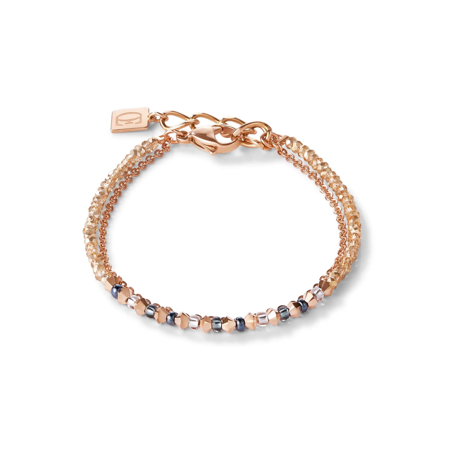 Fine Waterfall Rose Gold & Grey Bracelet