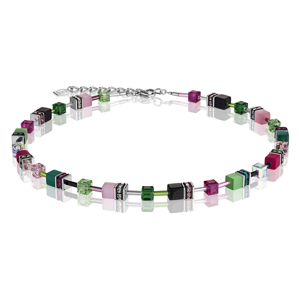 Pink & Green Geo Cubes Necklace