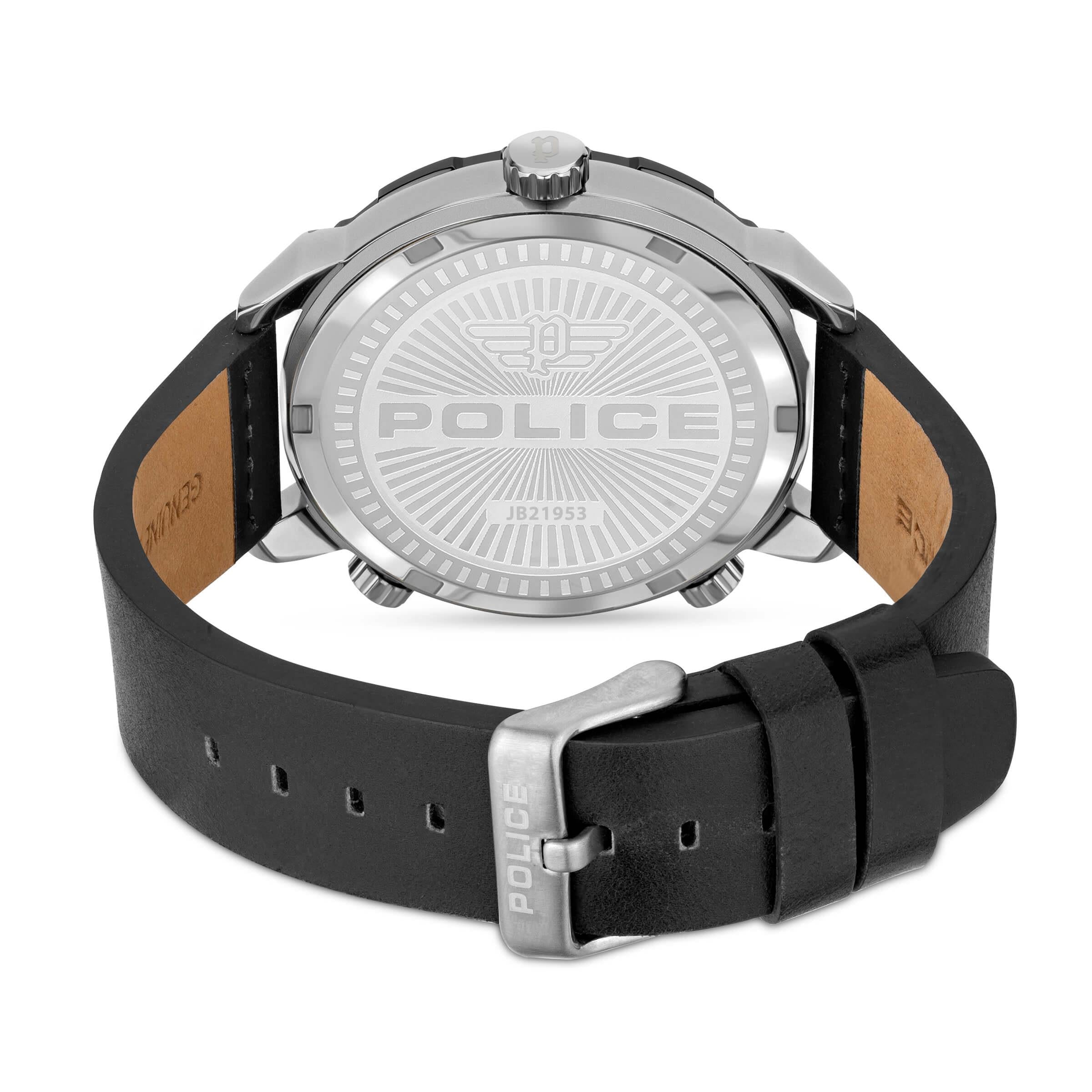 RAY Multifunction Dial With Black Leather Strap Watch