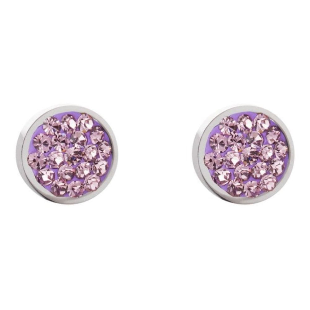 Round Earrings with Stickpin & Light Amethyst Swarovski Crystals