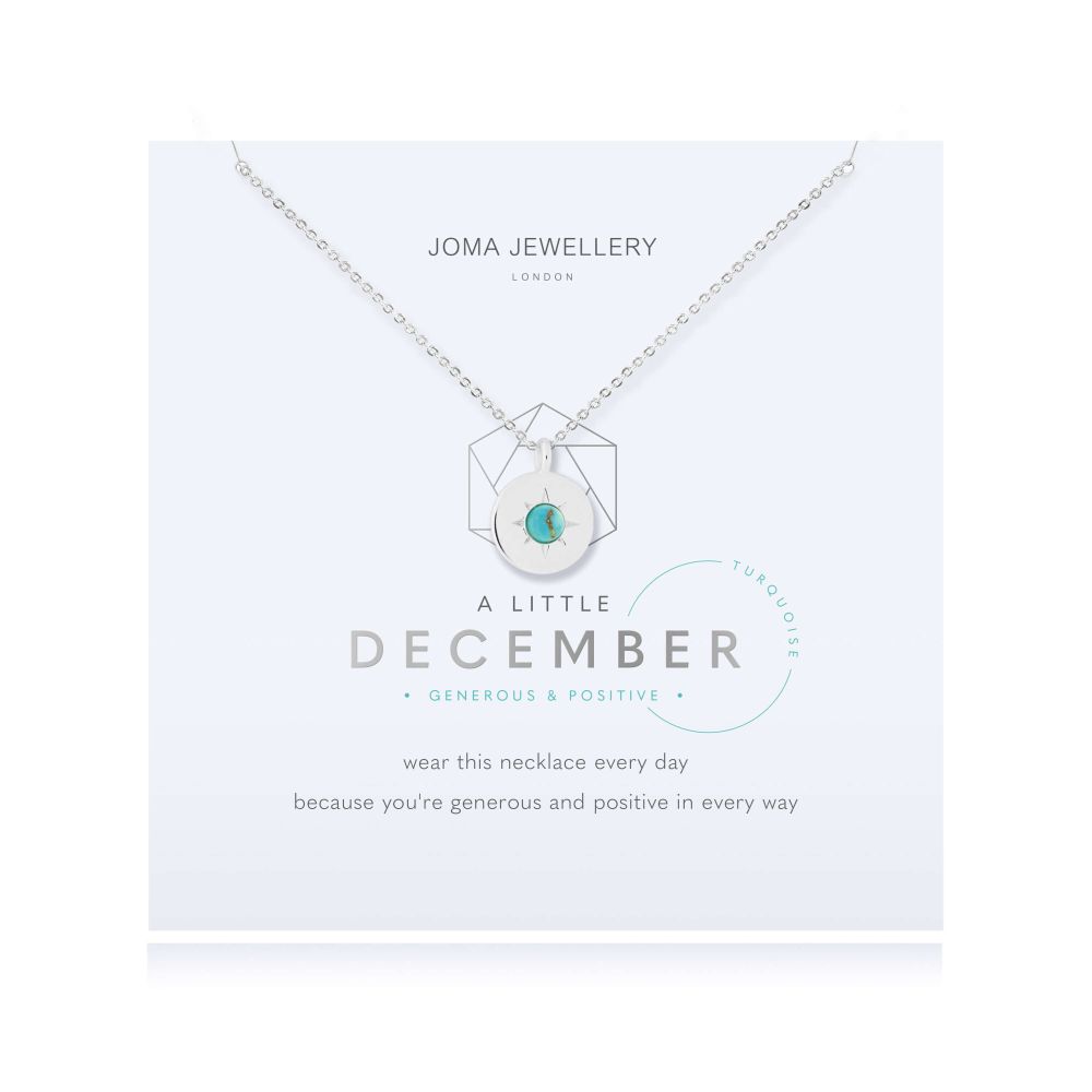 Birthstone A Little Necklace | December Turquoise | Silver | Necklace | 46cm + 5cm Extender