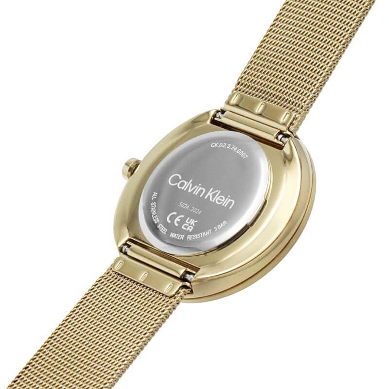Twisted Bezel Black Dial & Gold Tone Mesh Bracelet Ladies Watch