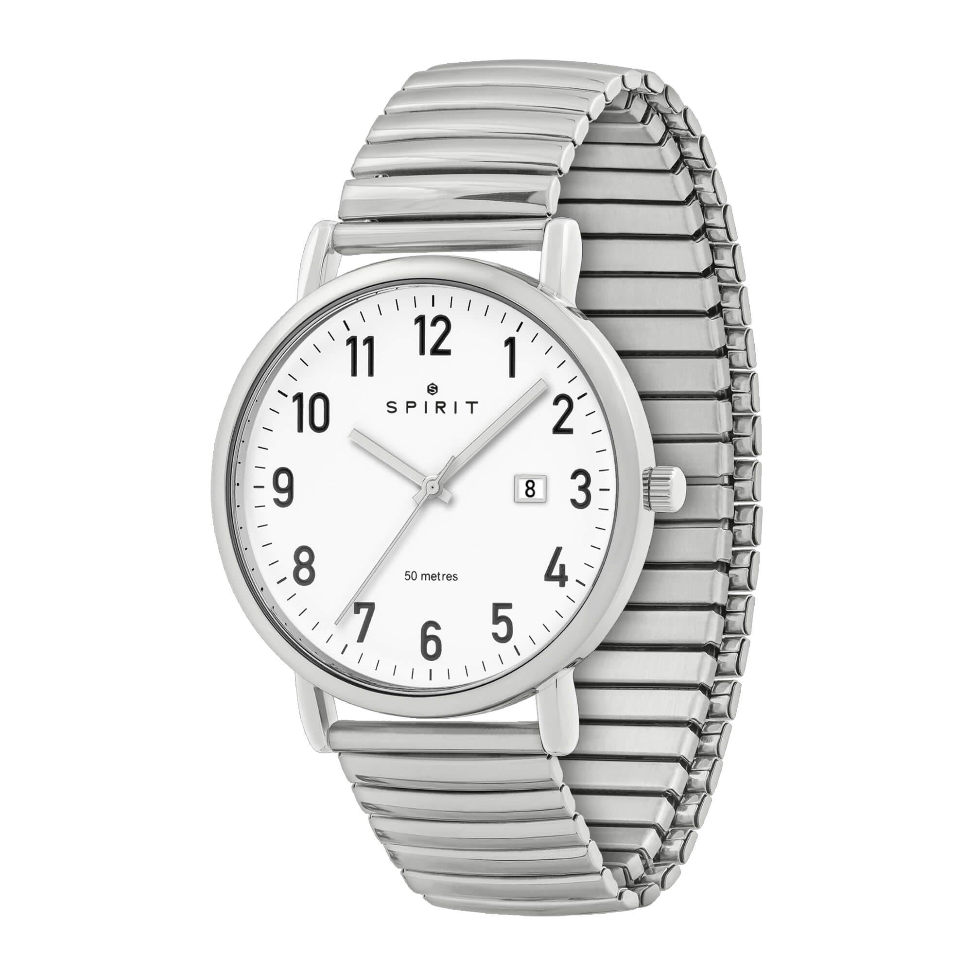 Gents Polished Pale Silver Expander Watch