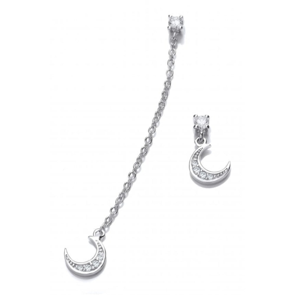 Silver CZ Long & Short Astral Drop Earrings
