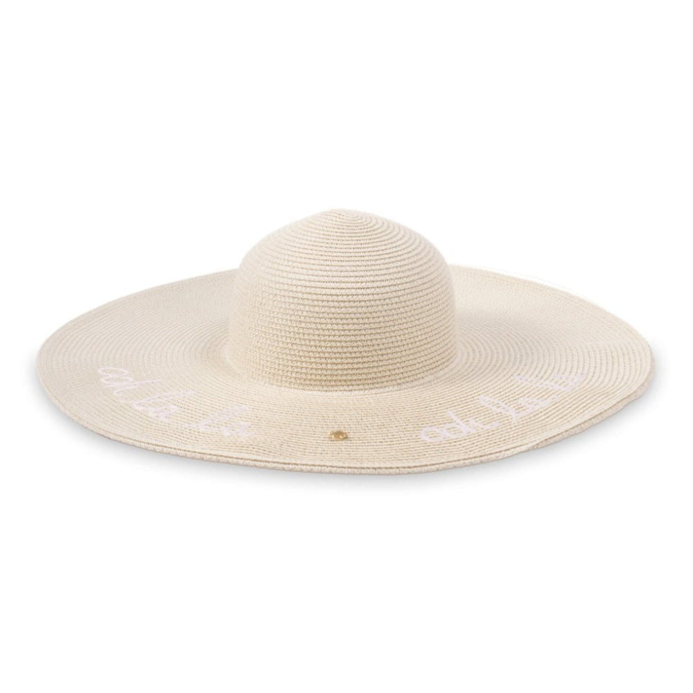 Straw Hat - Ooh La La - White Writing - 14cm X 49cm