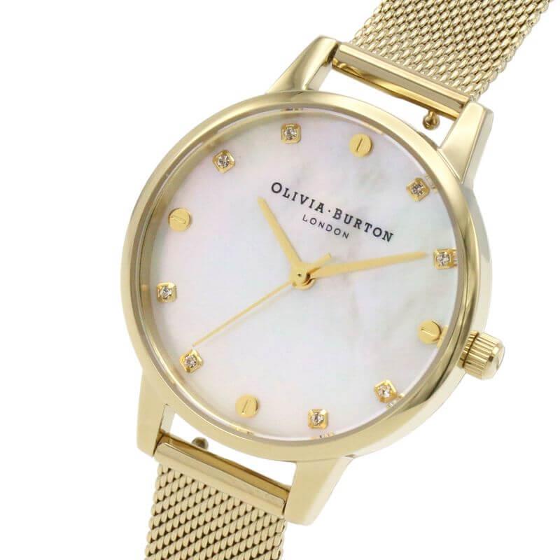 Midi Mother Of Pearl Dial Pale Gold Mesh Bracelet Ladies Watch