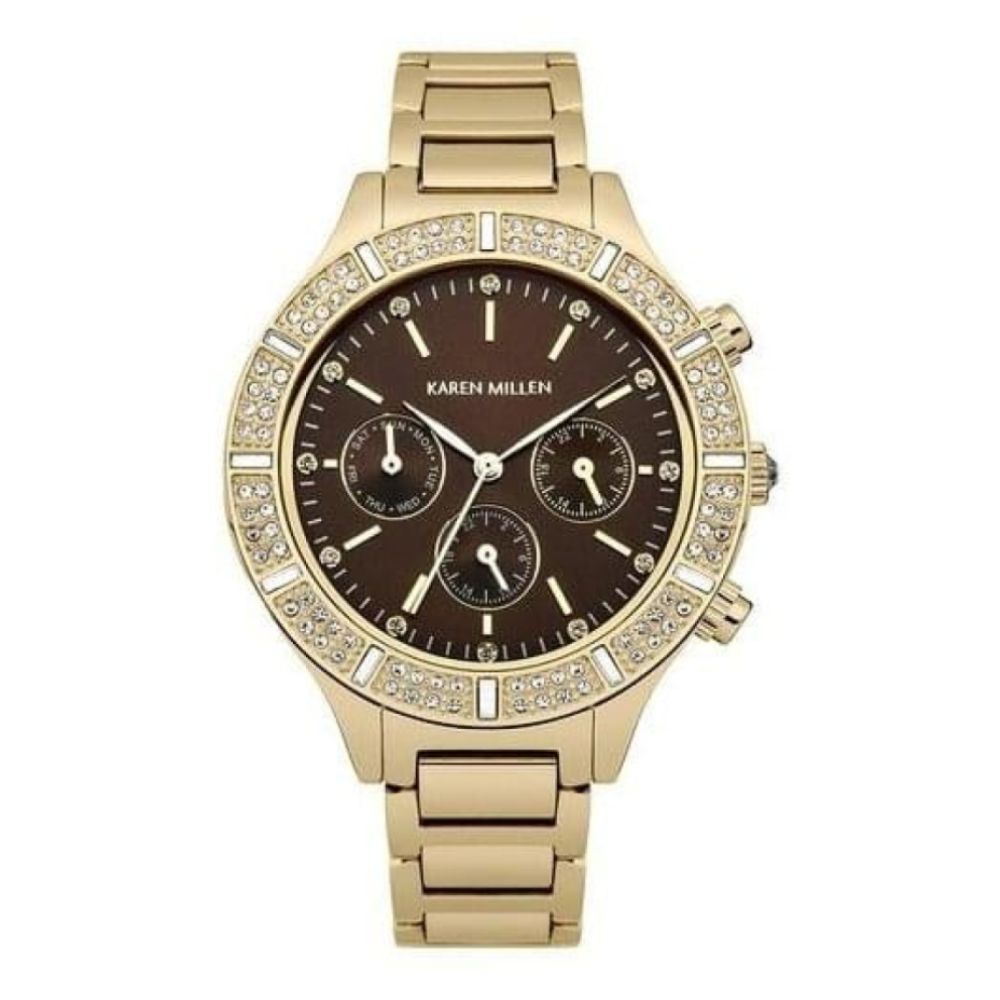 Ladies Gold Plated Chronograph Quartz Watch With Swarovski Elements