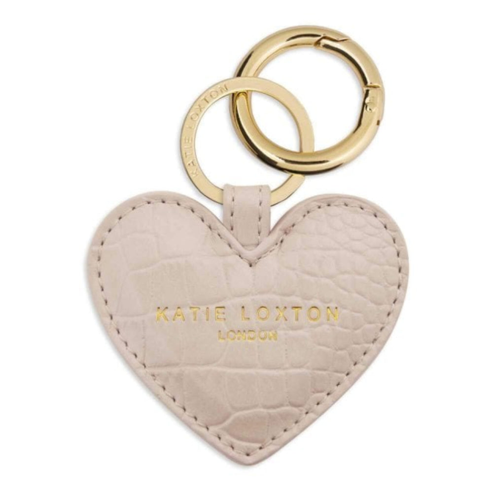 Celine Croc Heart Keyring - Oyster - 6.07x7.01cm