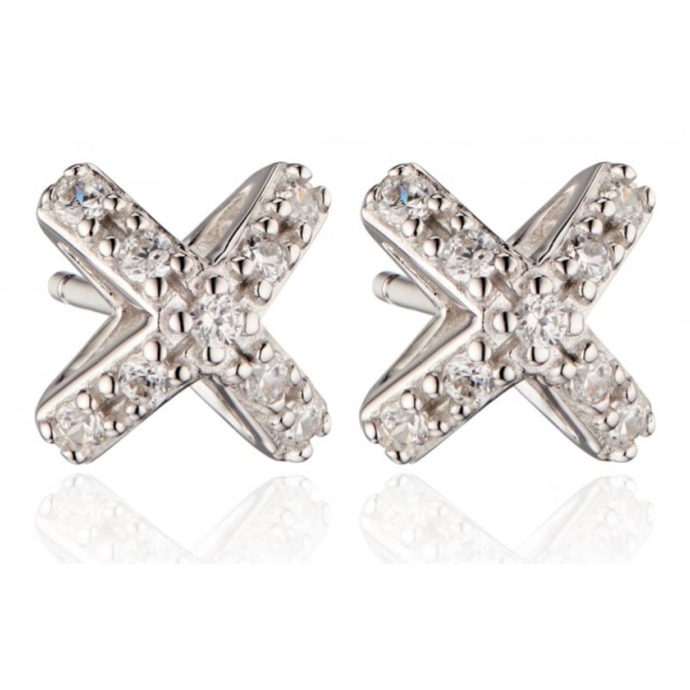 CZ Set 3D Cross Stud Earrings