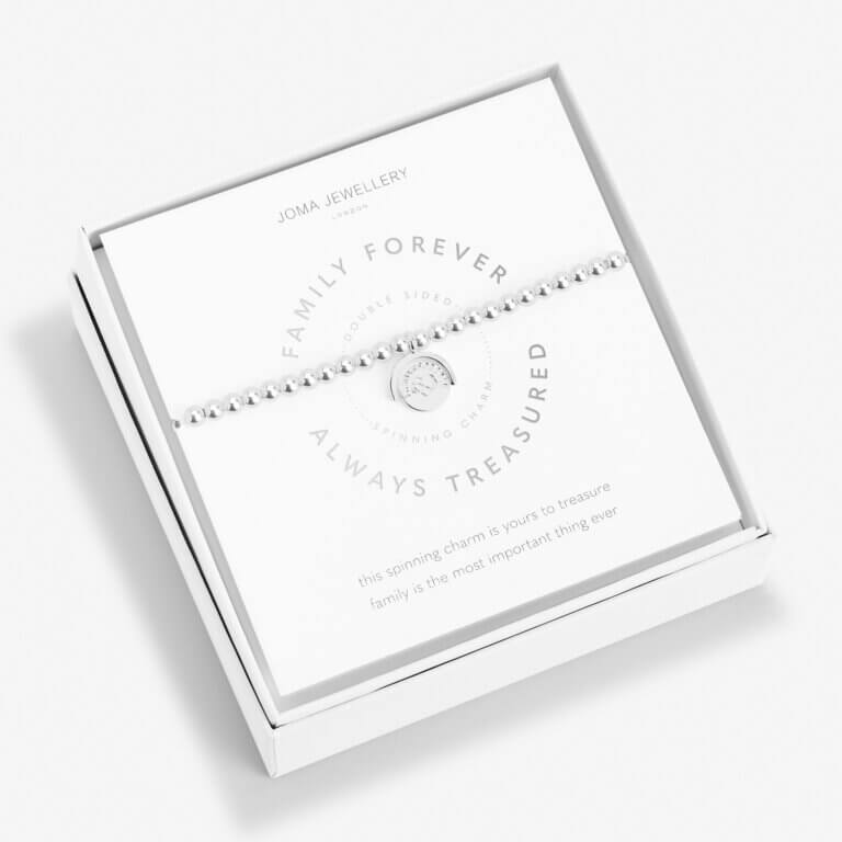 Spinning Boxed A Littles | Family Forever Always Treasured | Silver | Bracelet | 17.5cm Stretch