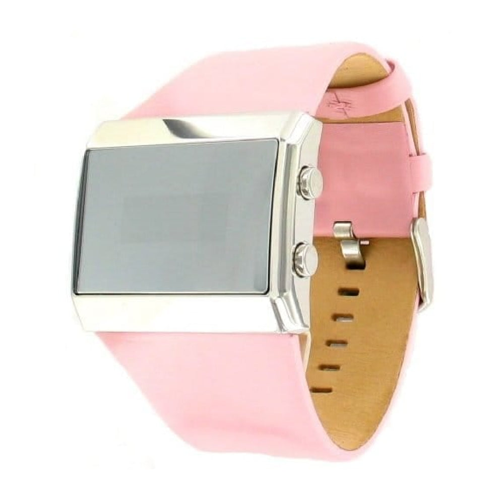 Mixtape Womens Digital Pink Leather Bracelet Watch