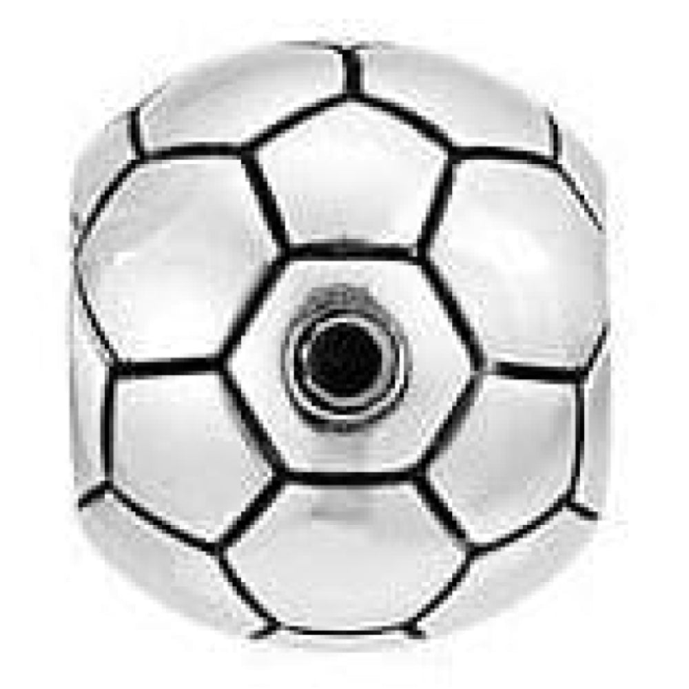 Sterling Silver Football With Black Cz Link
