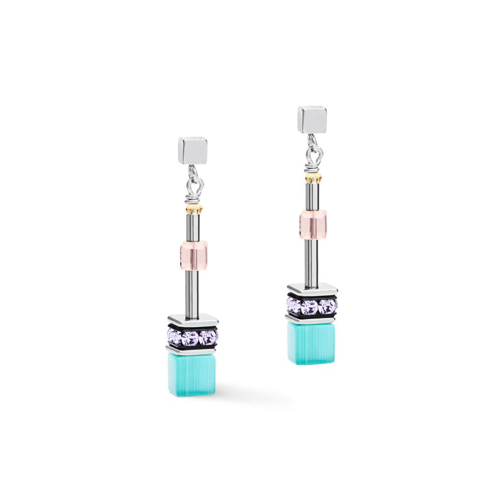 Fresh Pastel Multicolour Geo Cube Earrings With Stickpin