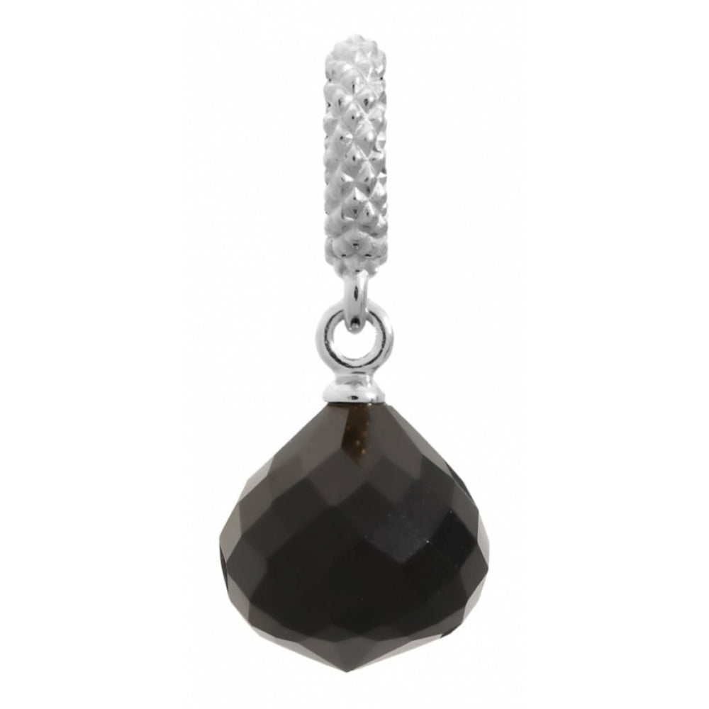 Black Crystal Drop Sterling Silver Charm