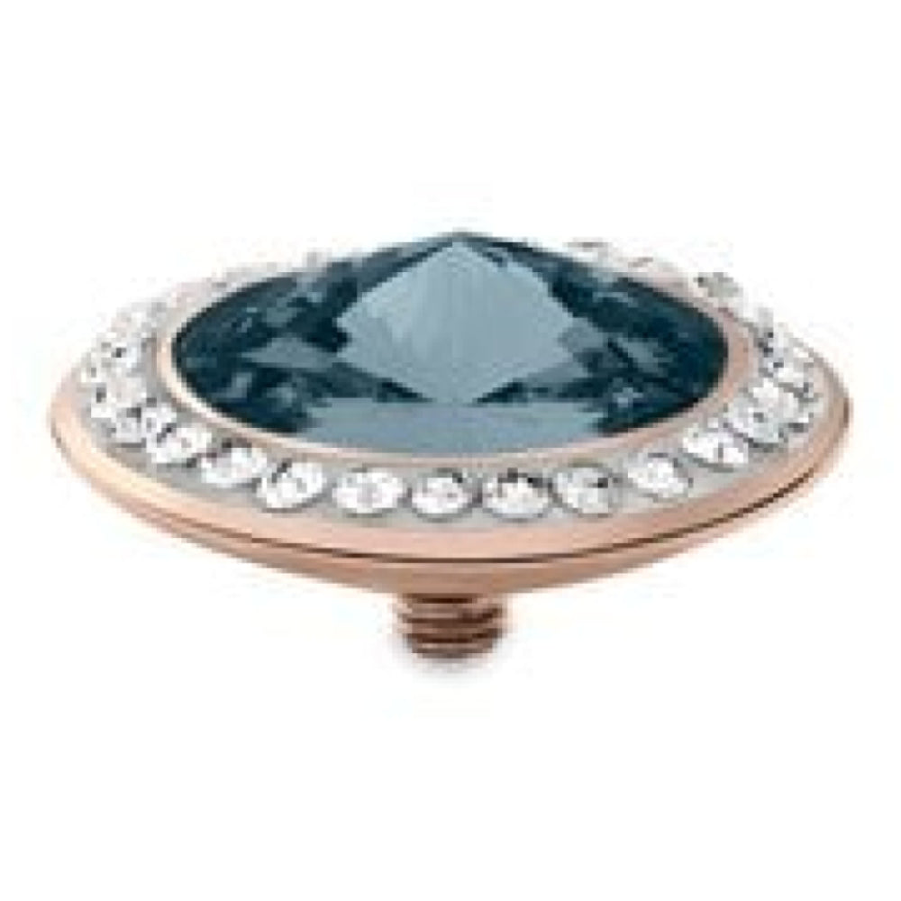Famosa Rose Gold 16mm Tondo Deluxe Ring Top Denim Blue