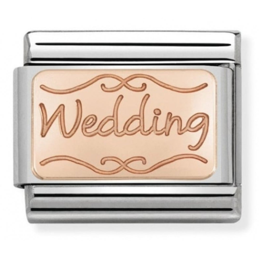 Composable Classic Wedding Engraved Rose Gold Plate In Stainless Steel Charm