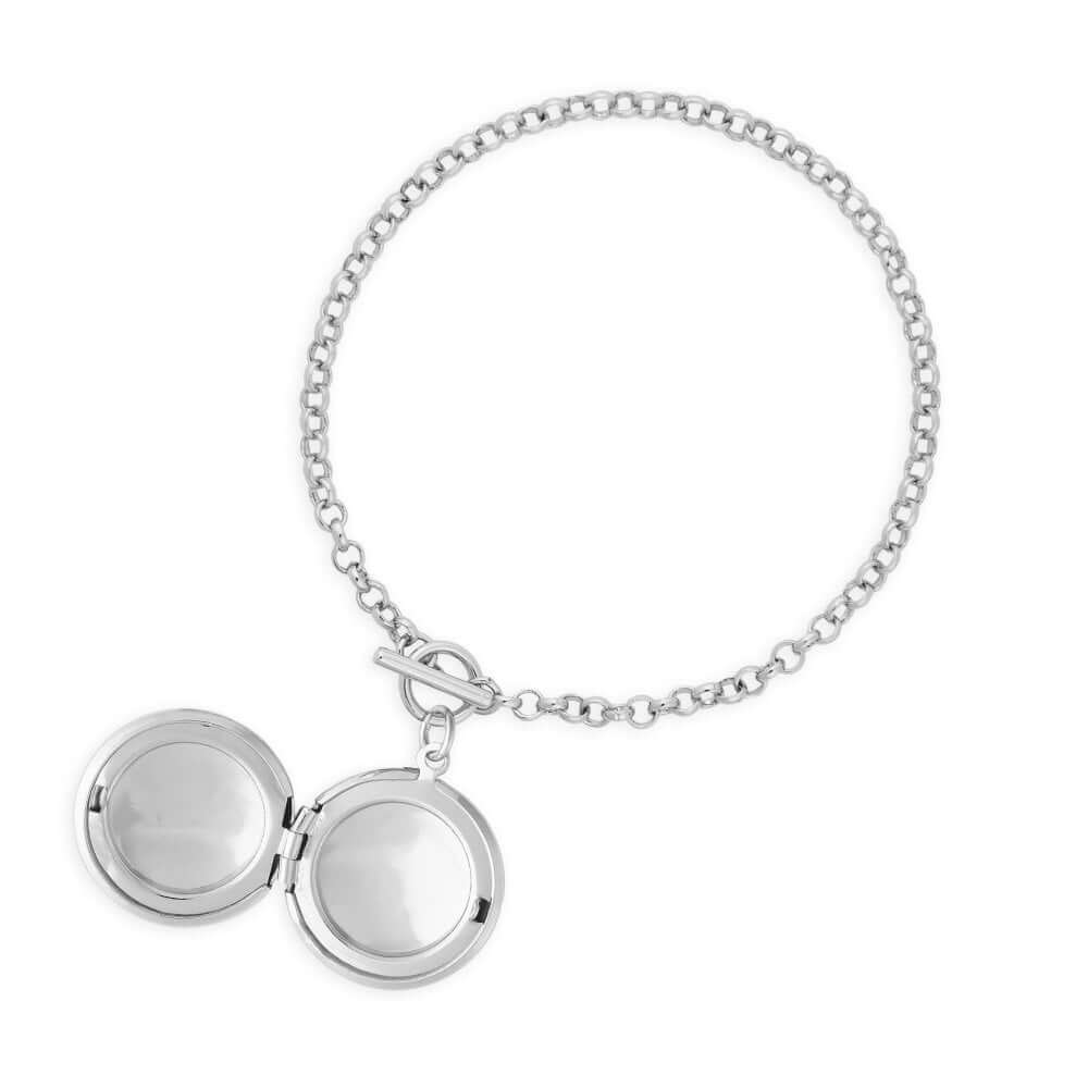 Life Lockets Silver Round Locket 18cm Bracelet