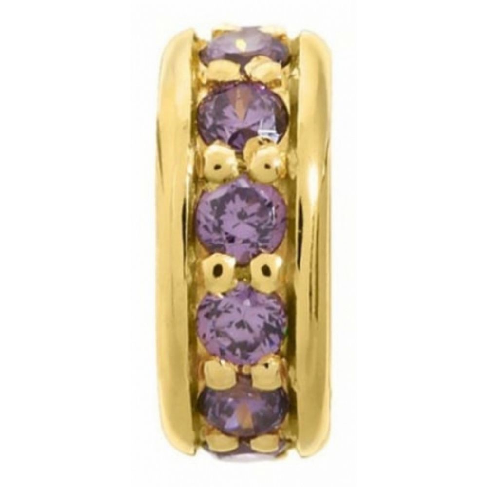 Purple CZ Gold Plated Ring Charm