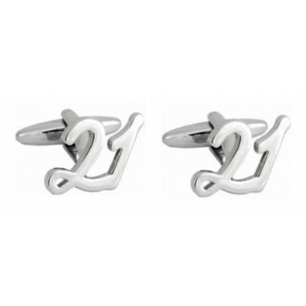 Rhodium Plated '21' Cufflinks