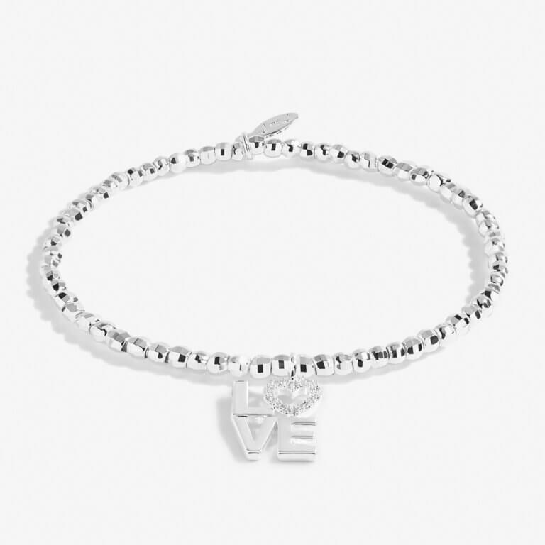 Faceted A Little | Love | Silver | Bracelet | 17.5cm Stretch