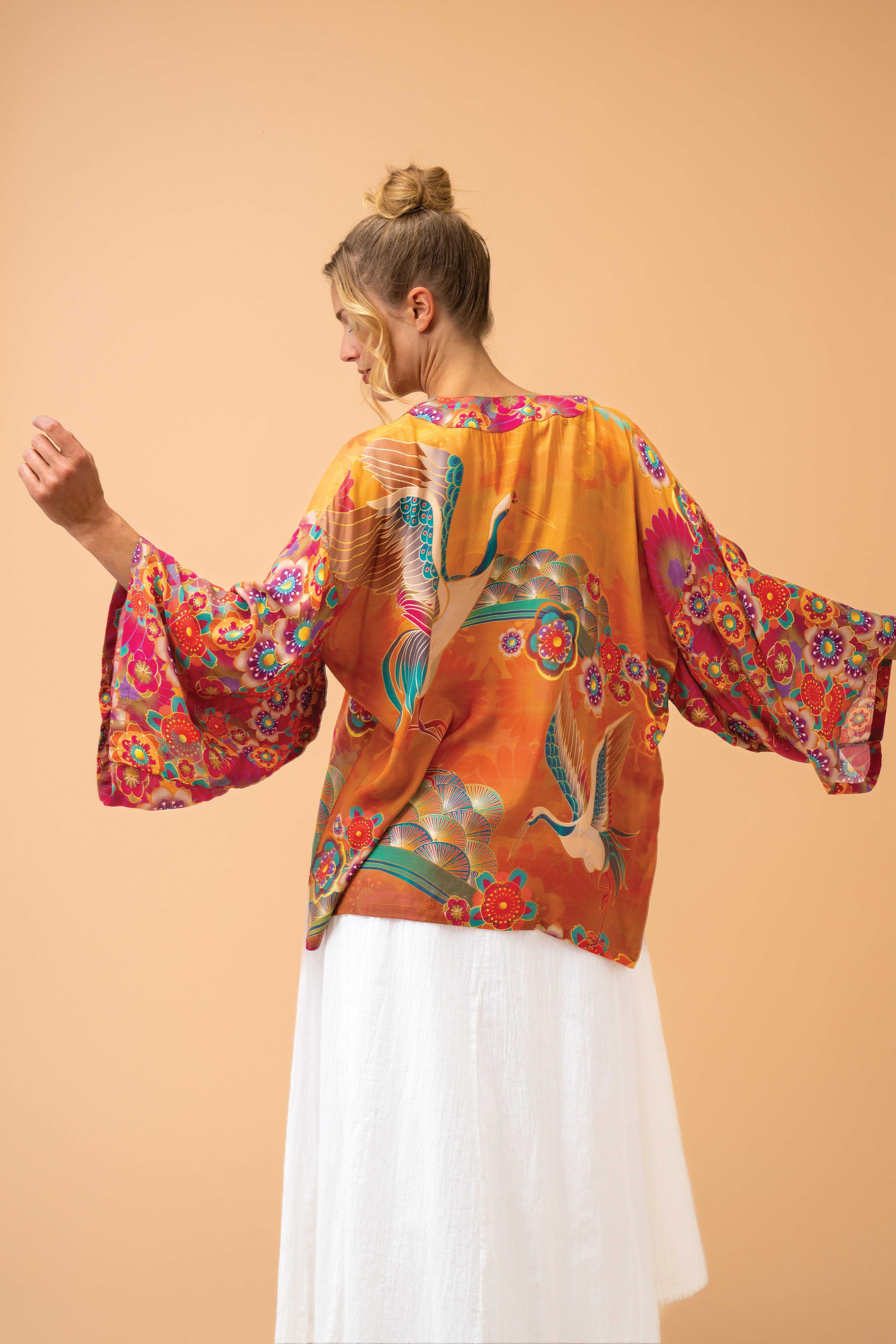 Golden Cranes Kimono Jacket