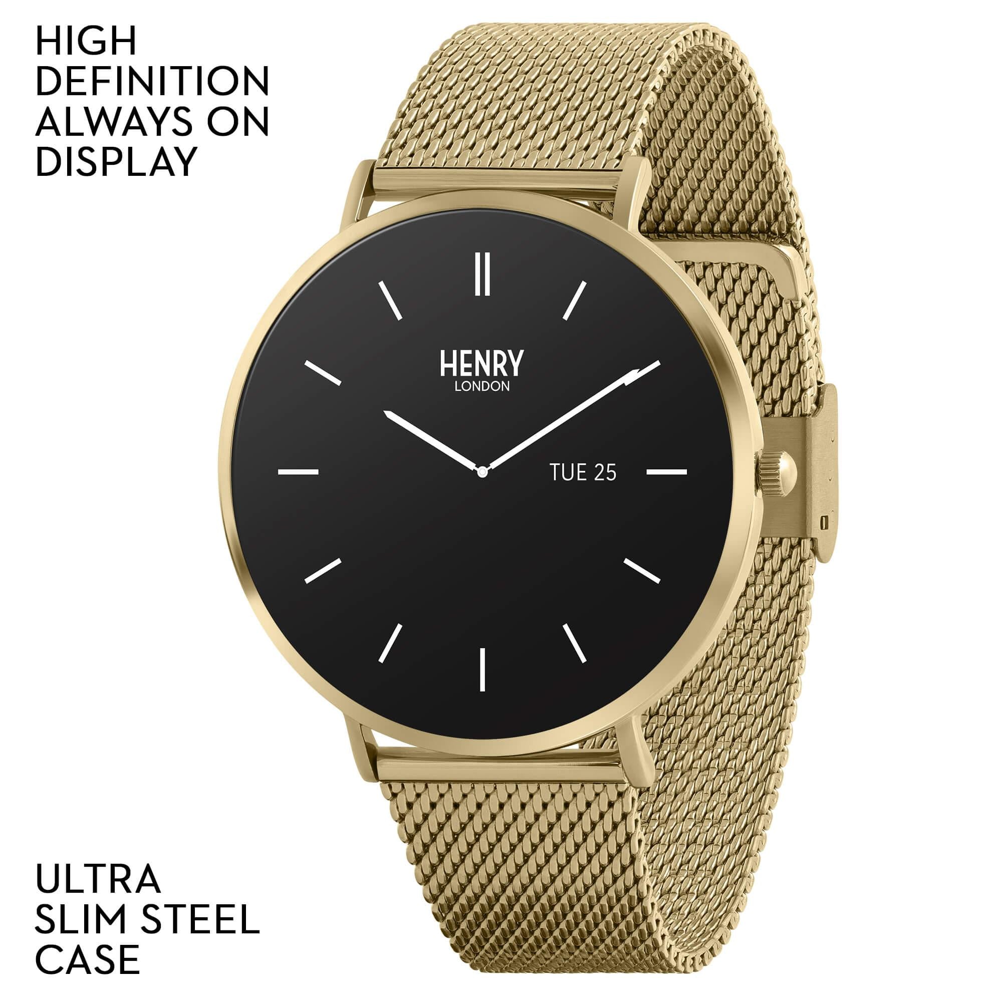 Smart Amoled Pale Hamilton Gold Mesh Strap Watch