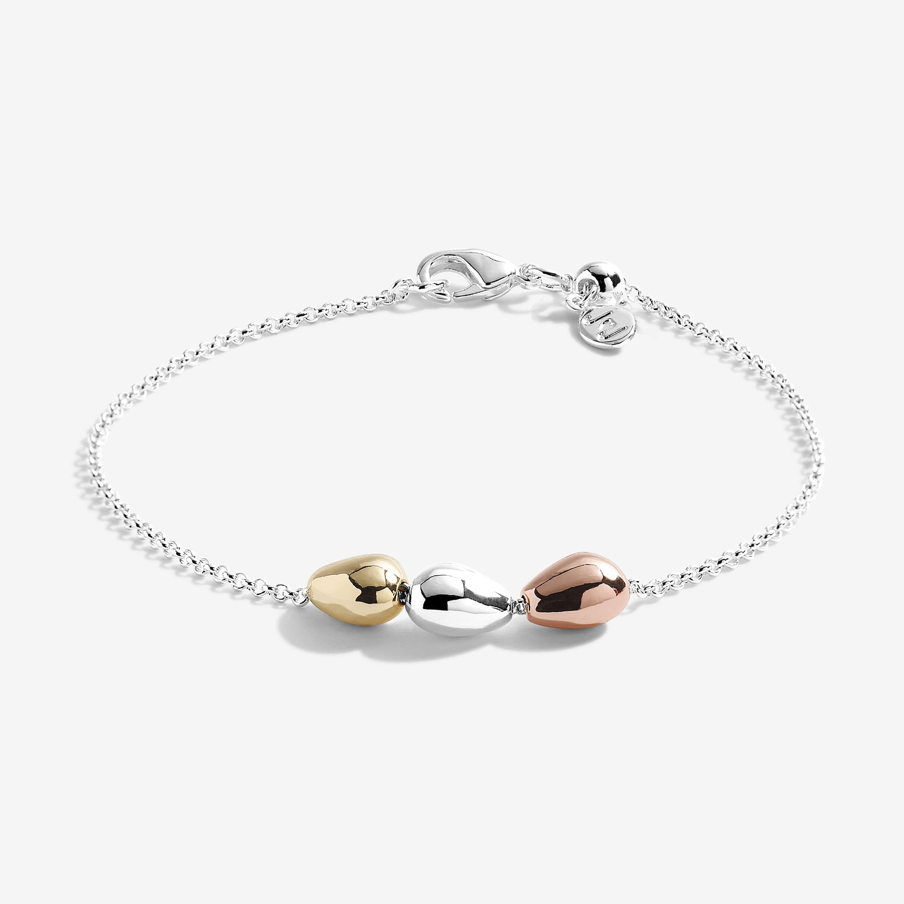 Florence | Pebble Bracelet | Silver Rose Gold And Gold | Bracelet | 19cm Adjustable