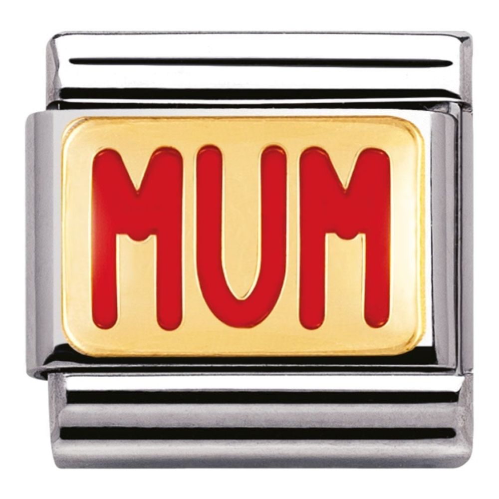 Classic 18ct Gold With Red Enamel 'MUM' Link