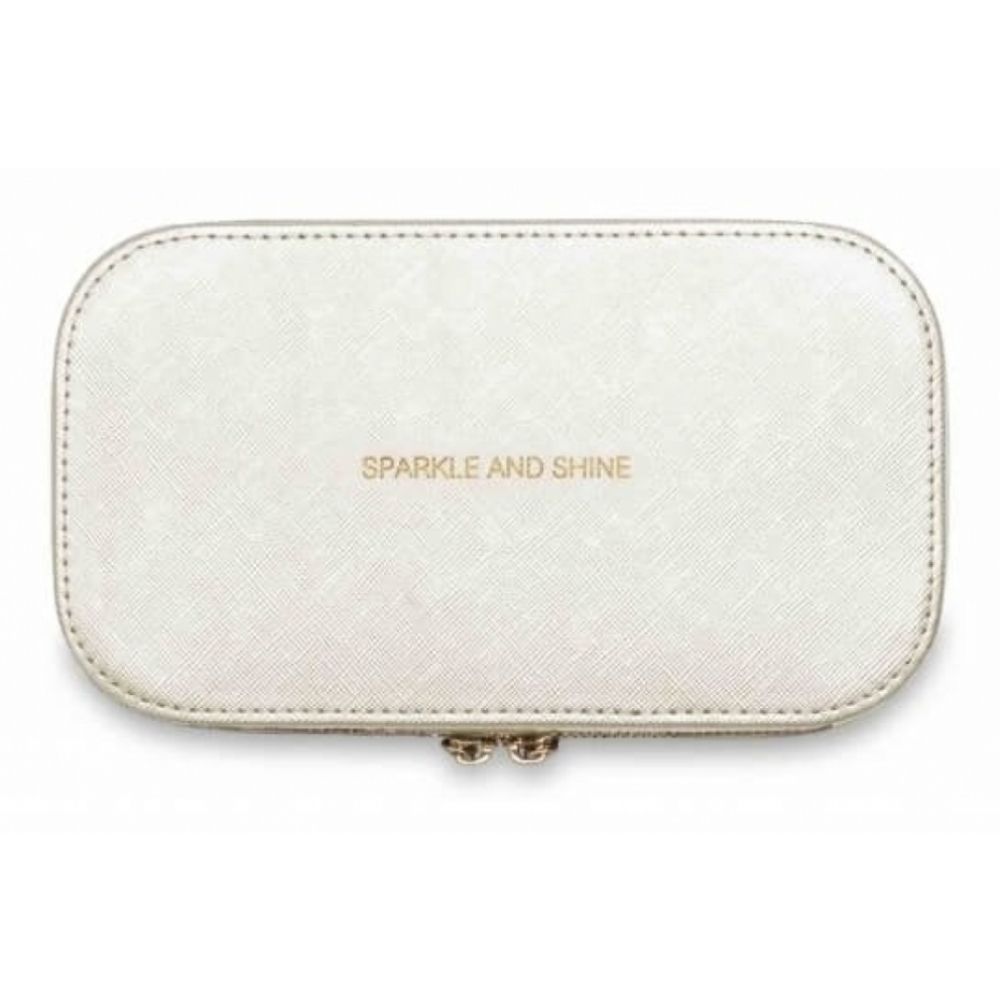 Travel Jewellery Box With Zips - Sparkle And Shine - Metallic White