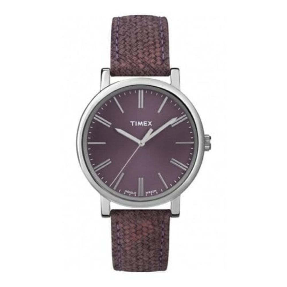 Classic Burgundy Leather Texture Leather Easy Read Watch