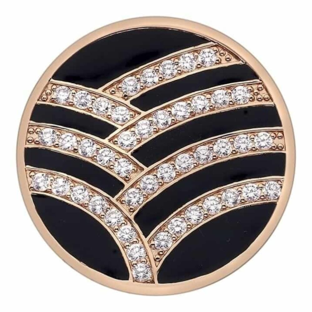 Art Deco Curve Rose Gold Plate Coin - 25mm