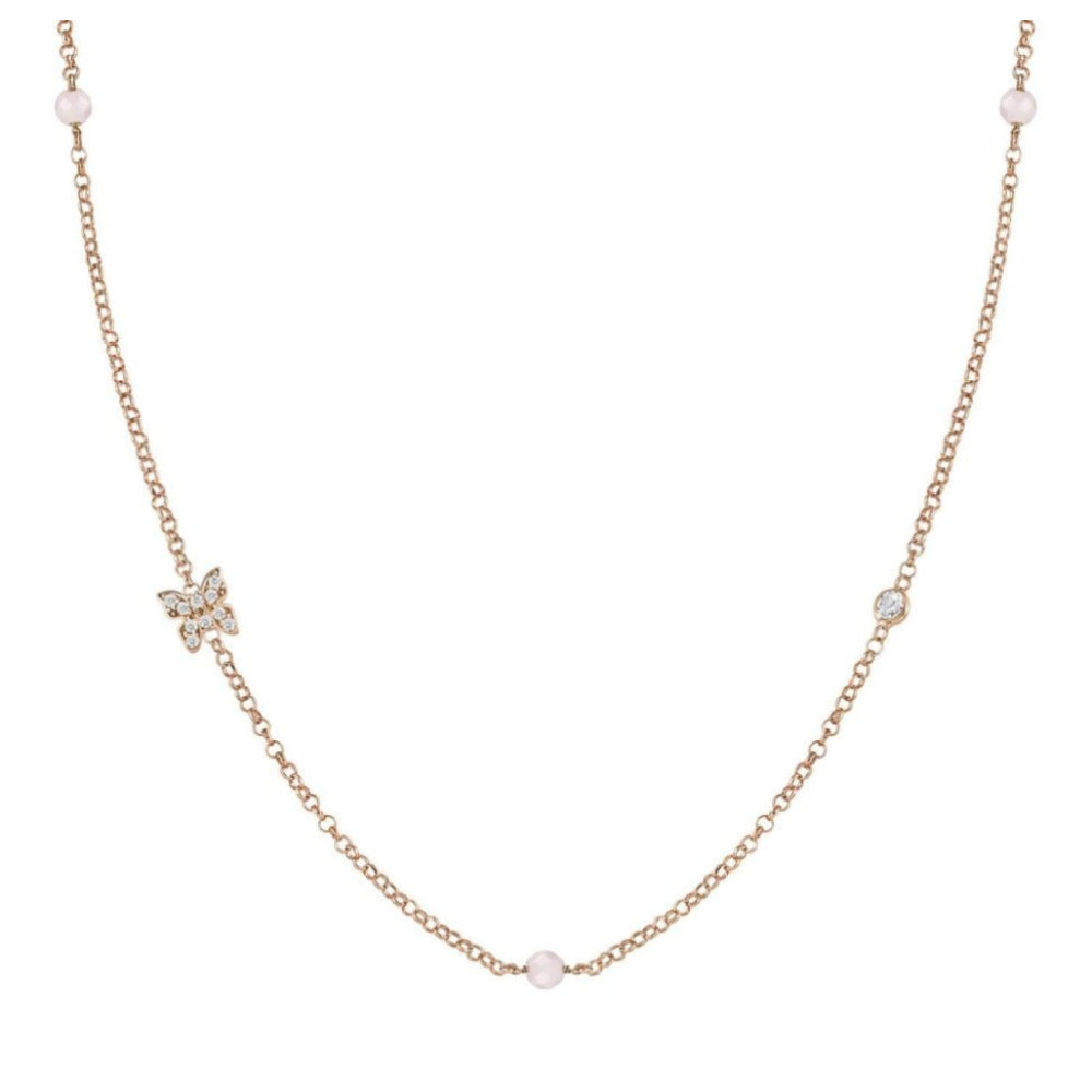 Gioie Necklace In 925 Silver, Cubic Zirconia And Jade (019_Rose Gold Butterfly)