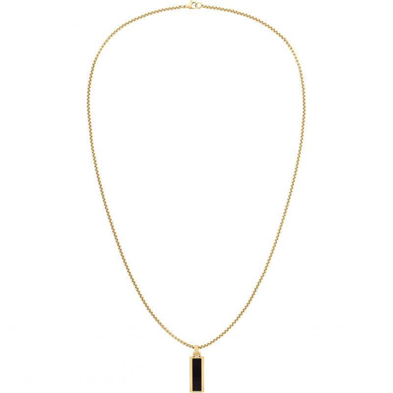 Gold Plated Onyx Stone Gents Necklace