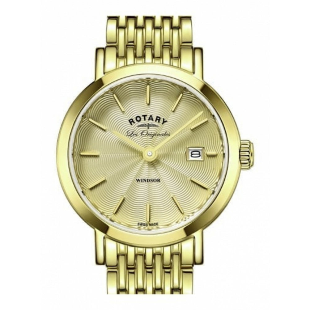 Gold Plated Stainless Steel Date Window Ladies Wristwatch