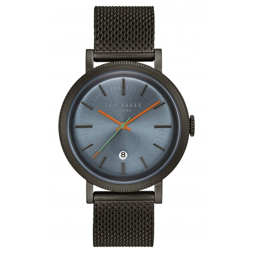Mens Black IP Case & Grey Dial With Black Mesh Strap Watch