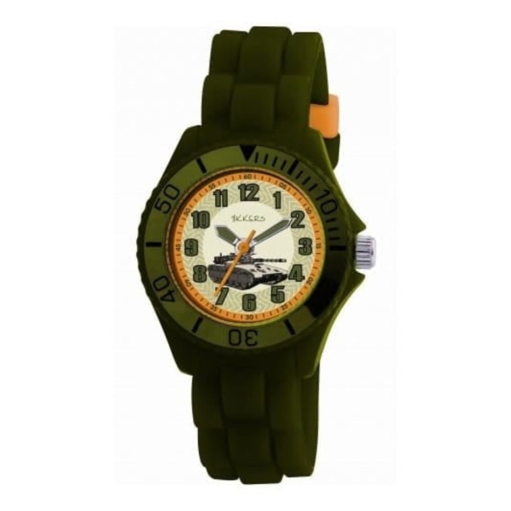 Childrens Green Army Rubber Strap Watch